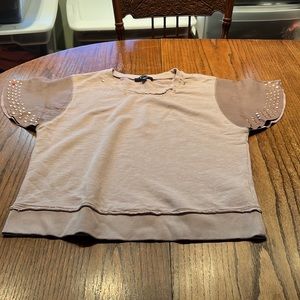 Diesel Sweatshirt With Genuine Leather Wing Sleeves With Studs Size L